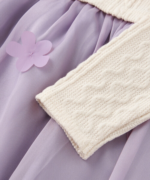 SLAP SLIP(スラップスリップ)の「お花付きキラキララメオーガンジースカートドッキングワンピース(80~140cm)(ワンピース・キッズ・オフホワイト/ベージュ・80cm/140cm/90cm/130cm/110cm/120cm/100cm)」の16枚目の写真