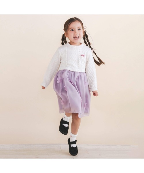 SLAP SLIP(スラップスリップ)の「お花付きキラキララメオーガンジースカートドッキングワンピース(80~140cm)(ワンピース・キッズ・オフホワイト/ベージュ・80cm/140cm/90cm/130cm/110cm/120cm/100cm)」の22枚目の写真