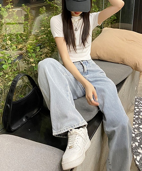aimoha(アイモハ)の「ハイウェストデニムパンツ(デニムパンツ・レディース・ライトブルー/ブラック/ブルー/ベージュ/ホワイト・SMALL/MEDIUM/LARGE)」の9枚目の写真