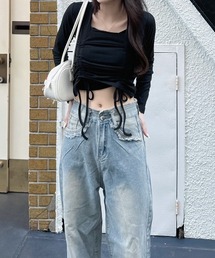 nemne store | 《Delfy》ギャザーリボンデザイントップス(シャツ/ブラウス)