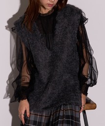 【MAISON BREEZE reveur】ブークレシャギーVネックベスト DTK