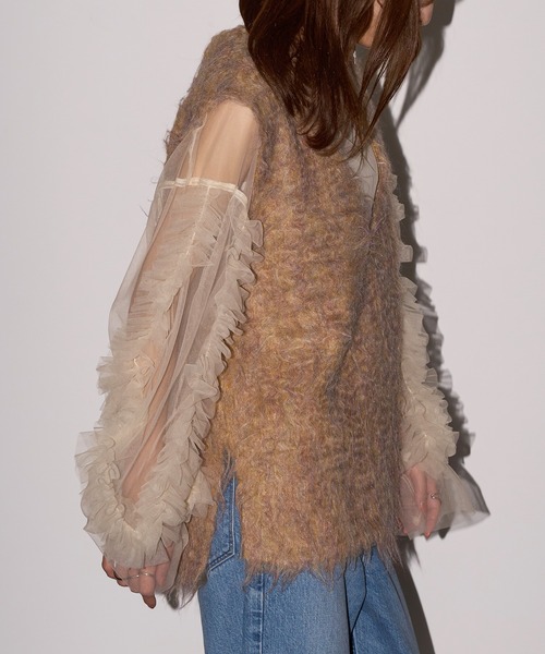 MAISON BREEZE reveur(メゾンブリーズレヴール)の「【MAISON BREEZE reveur】ブークレシャギーVネックベスト DTK(ベスト・レディース・グリーン/アイボリー/チャコールグレー/グレー/オレンジ・FREE)」の13枚目の写真