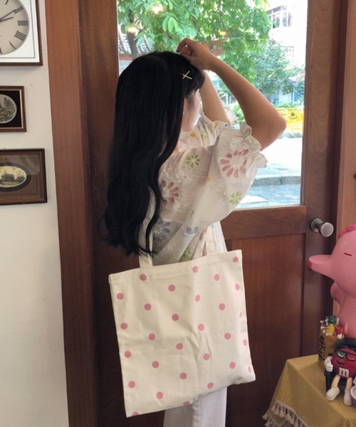 Pochi Pouch(ポチポーチ)の「Pochi Pouch/カラー ドット柄 トートバッグ(トートバッグ・レディース・ピンク/イエロー/ブラック/グリーン・FREE)」の21枚目の写真