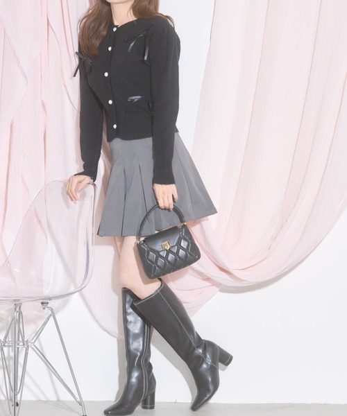 tocco closet（トッコ　クローゼット）の「【ZOZO限定】サテンリボン×パール釦カーディガン（カーディガン/ボレロ・レディース・グレー/ブラック/アイボリー・M）」の16枚目の写真