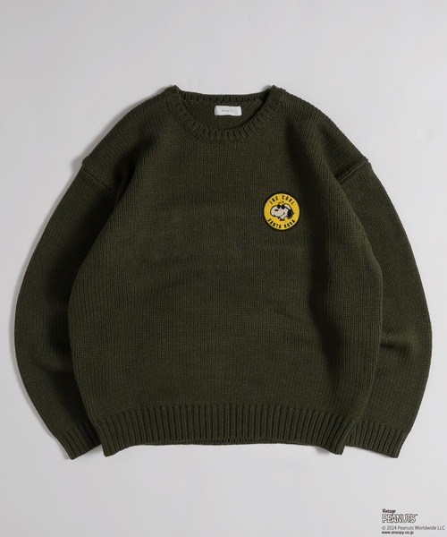 MUHET（ミュエータ）の「【PEANUTS / SNOOPY】ワッペンクルーネックニット（ニット/セーター・レディース・ネイビー/グリーン・SMALL/MEDIUM/LARGE）」の13枚目の写真