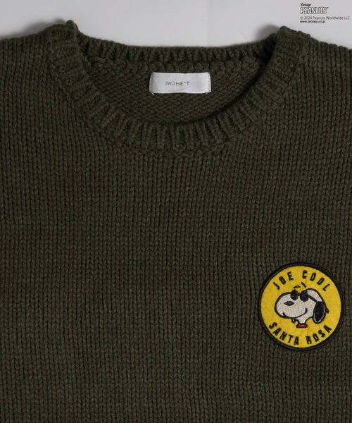 MUHET（ミュエータ）の「【PEANUTS / SNOOPY】ワッペンクルーネックニット（ニット/セーター・レディース・ネイビー/グリーン・SMALL/MEDIUM/LARGE）」の15枚目の写真