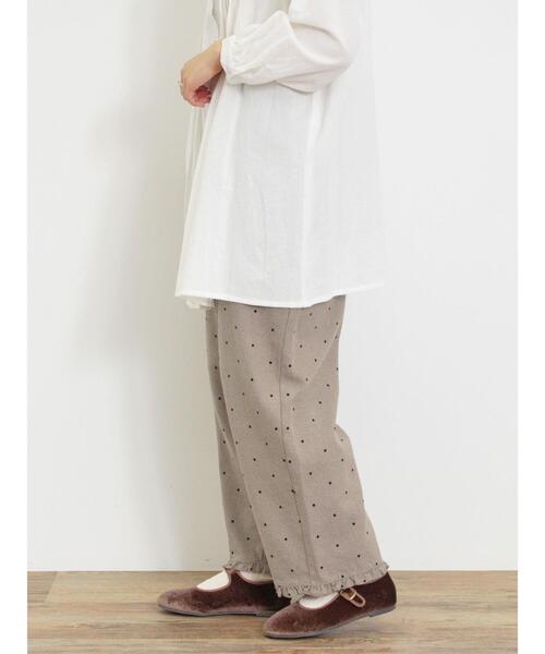 Samansa Mos2（サマンサ モスモス）の「フロッキードットプリントパンツ（その他パンツ・レディース・ベージュ/キナリ/チャコールグレー・F）」の3枚目の写真