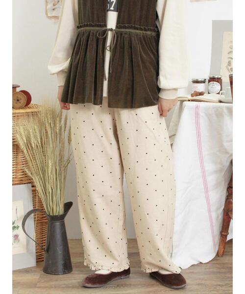 Samansa Mos2（サマンサ モスモス）の「フロッキードットプリントパンツ（その他パンツ・レディース・ベージュ/キナリ/チャコールグレー・F）」の2枚目の写真