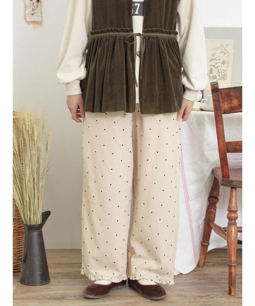 Samansa Mos2（サマンサ モスモス）の「フロッキードットプリントパンツ（その他パンツ・レディース・ベージュ/キナリ/チャコールグレー・F）」の9枚目の写真