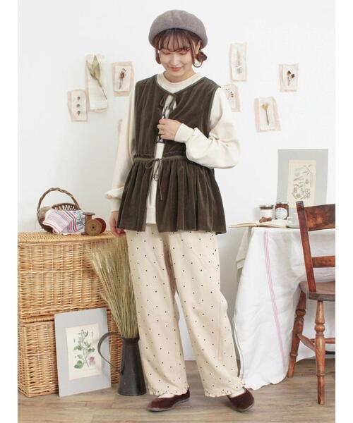 Samansa Mos2（サマンサ モスモス）の「フロッキードットプリントパンツ（その他パンツ・レディース・ベージュ/キナリ/チャコールグレー・F）」の7枚目の写真