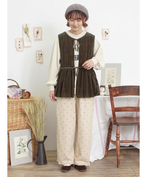 Samansa Mos2（サマンサ モスモス）の「フロッキードットプリントパンツ（その他パンツ・レディース・ベージュ/キナリ/チャコールグレー・F）」の5枚目の写真