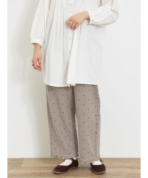 Samansa Mos2（サマンサ モスモス）の「フロッキードットプリントパンツ（その他パンツ・レディース・ベージュ/キナリ/チャコールグレー・F）」の12枚目の写真