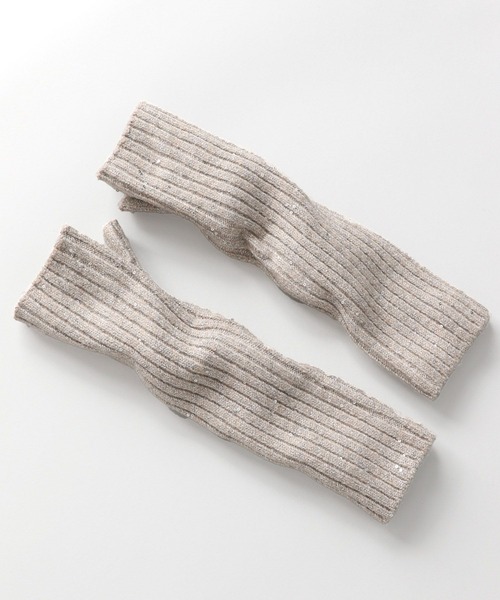 A part by（アパートバイ）の「キラキラニットアームウォーマー（手袋・レディース・ライトベージュ/ブラック・FREE）」の11枚目の写真