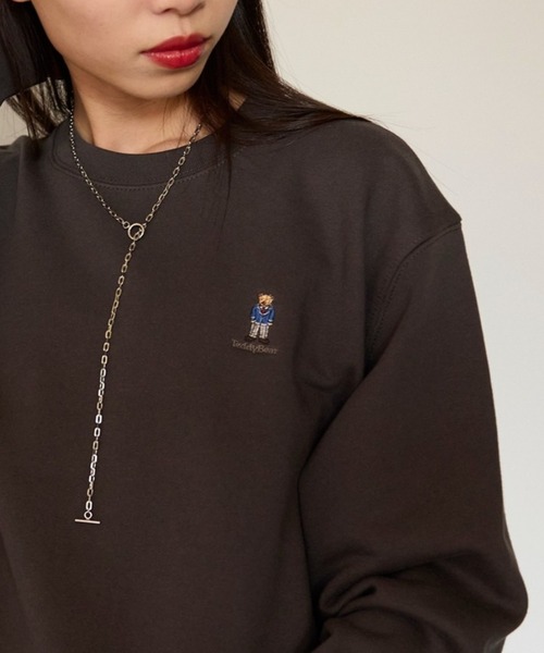 セール】【THE FINAL VIEW】TeddyBear ワンポイント刺繍 クルー