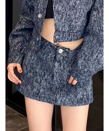 GYDA | Symmetry GYDAデニムライクジャカードスカートライクショートパンツ【SETUP着用可】(スカート)