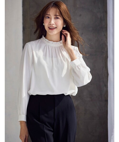 【洗える】フリルネックスタンド ブラウス（シャツ/ブラウス）｜any SiS（エニィスィス）