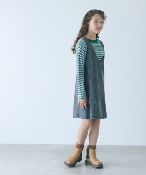 UNIVERSAL OVERALL(ユニバーサルオーバーオール)の「【別注】<UNIVERSAL OVERALL>TJ デニム 2WAYジャンパースカート / キッズ 140cm-160cm(ワンピース・キッズ・ダークグレー/コバルトブルー・M(140-150cm)/L(160cm))」の1枚目の写真