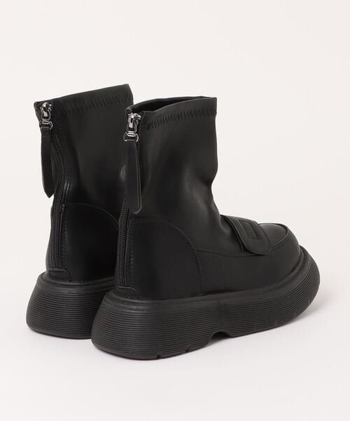 STYLEBLOCK（スタイルブロック）の「バックファスナー仕様厚底ショートブーツ（ブーツ・レディース・ブラック/オフホワイト・40/39/38/37/36/35）」の3枚目の写真