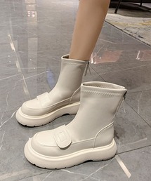 バックファスナー仕様厚底ショートブーツ
