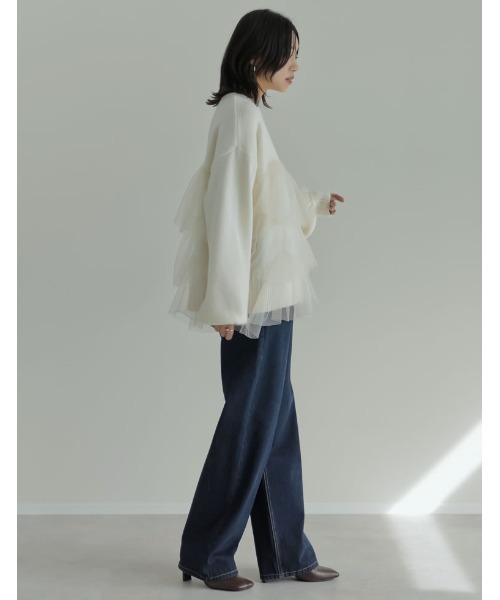 Re:EDIT（リエディ）の「[2024-25 WINTER COLLECTION]チュールギャザーモヘアタッチニットプルオーバー（ニット/セーター・レディース・グレー/ブラック/アイボリー・MEDIUM/LARGE）」の18枚目の写真