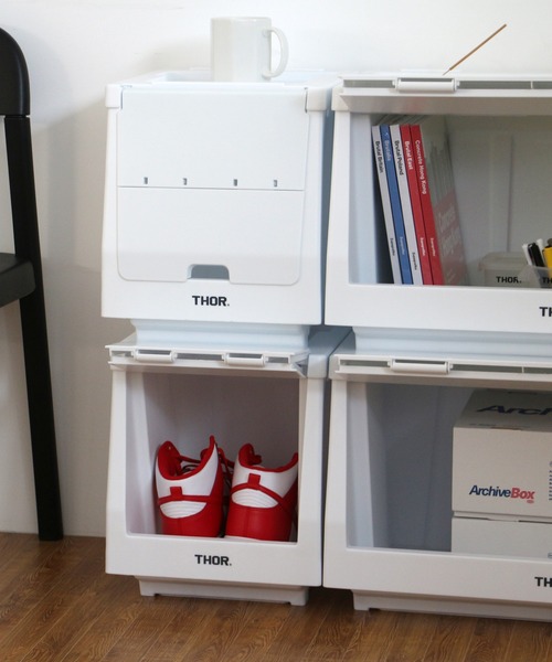 Detail(ディテール)の「THOR Stacking Shelf Container ソー スタッキングシェルフコンテナー 【本体】 収納ボックス 前開き式 収納棚 20L(収納グッズ・メンズ・オリーブ/ブラック/ライトグレー/ダークグレー/ホワイト・FREE)」の6枚目の写真
