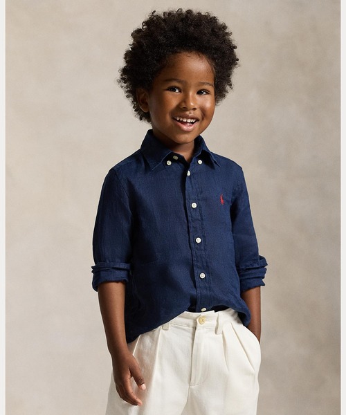 POLO RALPH LAUREN リネン100% ハーフボタンシャツ ブラウス リネン シャツ（シャツ/ブラウス）｜POLO RALPH LAUREN CHILDRENSWEAR