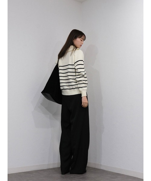 Reurie'（レウリィ）の「ベルト付きタックストレートパンツ／tuck straight belt set pants ロング丈 シンプル きれいめ 大人カジュアル モード ベーシック グレー ブラック 黒 モノトーン（スラックス・レディース・ブラック/グレー・M/S）」の9枚目の写真