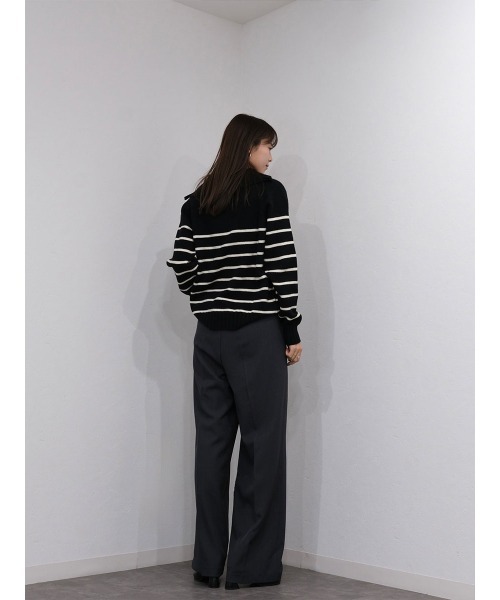 Reurie'（レウリィ）の「ベルト付きタックストレートパンツ／tuck straight belt set pants ロング丈 シンプル きれいめ 大人カジュアル モード ベーシック グレー ブラック 黒 モノトーン（スラックス・レディース・ブラック/グレー・M/S）」の16枚目の写真