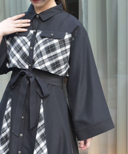 axes femme（アクシーズファム）の「起毛チェックバイカラーワンピース（ワンピース・レディース・レッド/ネイビー/ブラック・FREE）」の8枚目の写真