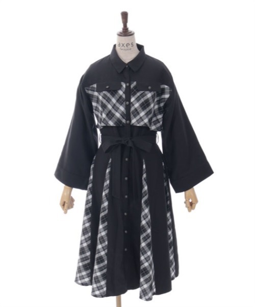 axes femme（アクシーズファム）の「起毛チェックバイカラーワンピース（ワンピース・レディース・レッド/ネイビー/ブラック・FREE）」の9枚目の写真