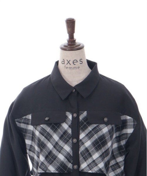 axes femme（アクシーズファム）の「起毛チェックバイカラーワンピース（ワンピース・レディース・レッド/ネイビー/ブラック・FREE）」の12枚目の写真