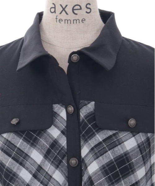 axes femme（アクシーズファム）の「起毛チェックバイカラーワンピース（ワンピース・レディース・レッド/ネイビー/ブラック・FREE）」の14枚目の写真