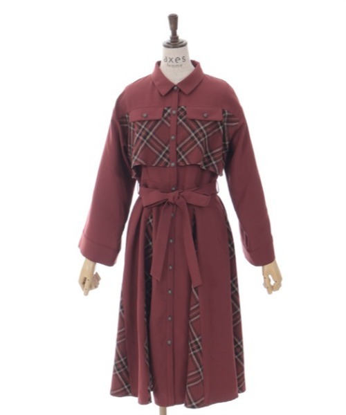 axes femme（アクシーズファム）の「起毛チェックバイカラーワンピース（ワンピース・レディース・レッド/ネイビー/ブラック・FREE）」の18枚目の写真