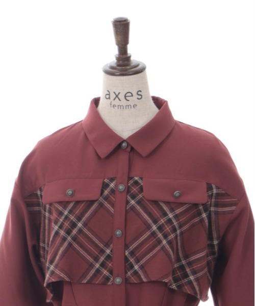 axes femme（アクシーズファム）の「起毛チェックバイカラーワンピース（ワンピース・レディース・レッド/ネイビー/ブラック・FREE）」の21枚目の写真