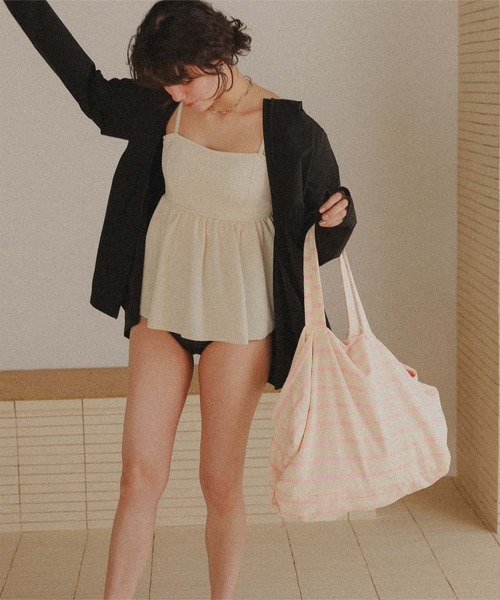 titivate（ティティベイト）の「パイル地ビッグトートバッグ（トートバッグ・レディース・ベージュ系その他/ホワイト系その他/ブルー系その他/ブルー系その他2/ピンク系その他/オレンジ/ライトブルー・FREE）」の17枚目の写真