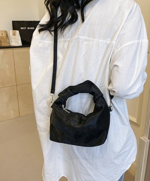 Teem Store(チームストア)の「2WAYギャザーバッグ(ショルダーバッグ・レディース・ブラック/ホワイト/シルバー/ピンク・F)」の12枚目の写真