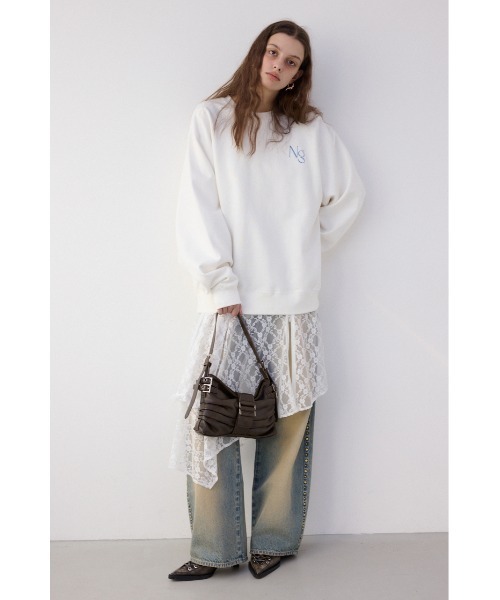 SLY(スライ)の「Ngm.S LOGO SW TOPS ナゴミ スライ ロゴ スウェット トップス トレーナー(スウェット・レディース・ライトブルー/ブラック/アイボリー/杢グレー・FREE)」の5枚目の写真