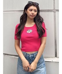 GD bijou MOLDハーフスリーブニットトップス