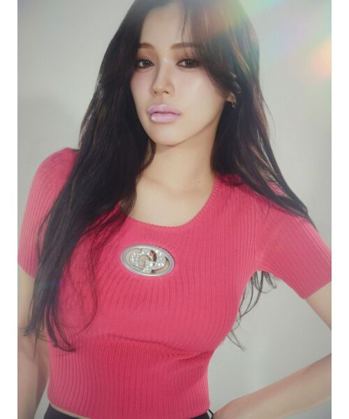 GYDA(ジェイダ)の「GD bijou MOLDハーフスリーブニットトップス(ニット/セーター・レディース・スカイブルー/ブラック/オフホワイト/ピンク・FREE)」の8枚目の写真