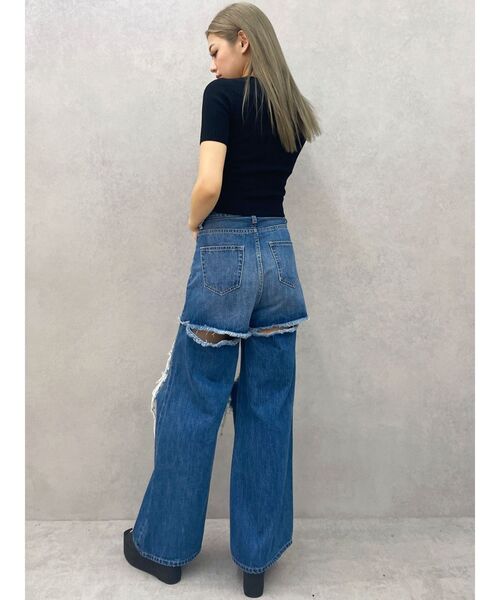 GYDA(ジェイダ)の「GD bijou MOLDハーフスリーブニットトップス(ニット/セーター・レディース・スカイブルー/ブラック/オフホワイト/ピンク・FREE)」の21枚目の写真