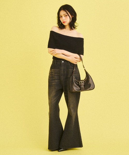 What Is Heart(ワットイズハート)の「flare denim pants- フレア デニム パンツ -(デニムパンツ・レディース・ブラック/サックスブルー・MEDIUM/SMALL)」の15枚目の写真