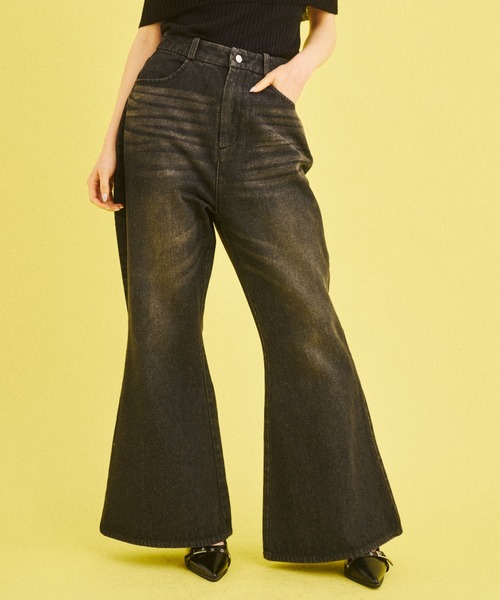 What Is Heart(ワットイズハート)の「flare denim pants- フレア デニム パンツ -(デニムパンツ・レディース・ブラック/サックスブルー・MEDIUM/SMALL)」の12枚目の写真
