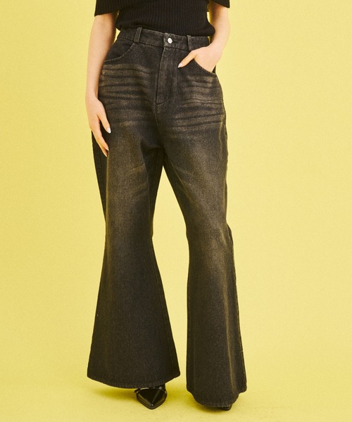 What Is Heart(ワットイズハート)の「flare denim pants- フレア デニム パンツ -(デニムパンツ・レディース・ブラック/サックスブルー・MEDIUM/SMALL)」の11枚目の写真