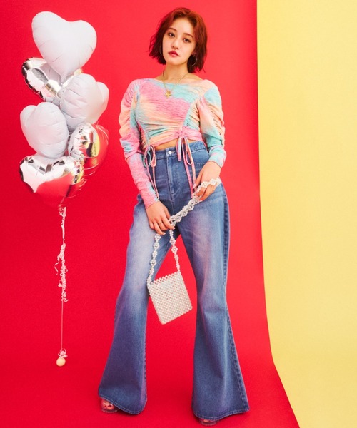 What Is Heart(ワットイズハート)の「flare denim pants- フレア デニム パンツ -(デニムパンツ・レディース・ブラック/サックスブルー・MEDIUM/SMALL)」の10枚目の写真