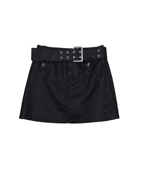 JilLA(ジルア)の「Faux Leather Wide Belt Mini Skirt / フェイクレザーワイドベルトミニスカート(スカート・レディース・ブラック・2/1)」の19枚目の写真