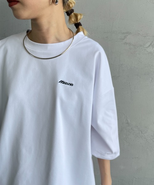 MIZUNO（ミズノ　）の「【mina 7月号掲載】[MIZUNO/ミズノ] 別注 ドローコード付き ワンポイントロゴTシャツ（Tシャツ/カットソー・レディース・ブラック/ホワイト/グレイッシュベージュ・M/L/S/XL）」の11枚目の写真