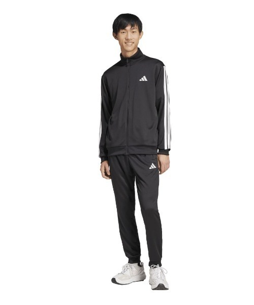 adidas(アディダス)の「アディダス adidas ベーシック スリーストライプス フレンチテリー トラックスーツ(ジャージ・メンズ・グレー/ブラック・LL/3L/S/M/L)」の3枚目の写真
