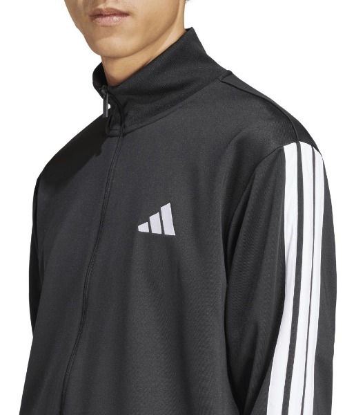 adidas(アディダス)の「アディダス adidas ベーシック スリーストライプス フレンチテリー トラックスーツ(ジャージ・メンズ・グレー/ブラック・LL/3L/S/M/L)」の9枚目の写真