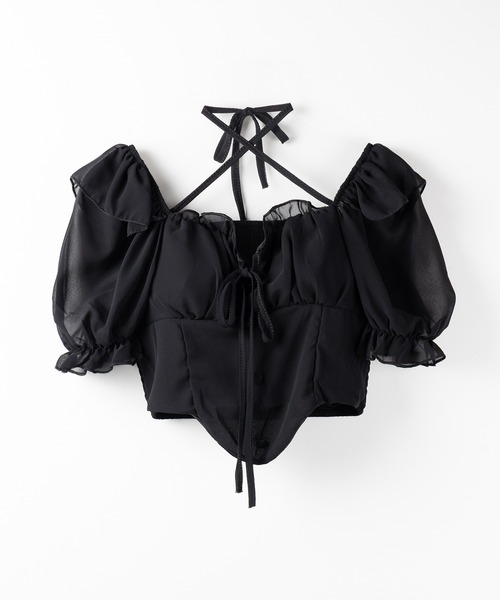 み〜しゃんsovシフォンブラック シフォンフリルジャケット［ブラック：ブラックフォーマル対応