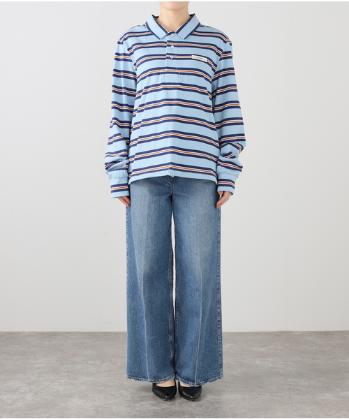 GLOWNY ストライプ 長袖ポロシャツ M GLOWNY/グロウニー TERRY PK LONG SLEEVE（ポロシャツ）｜GLOWNY